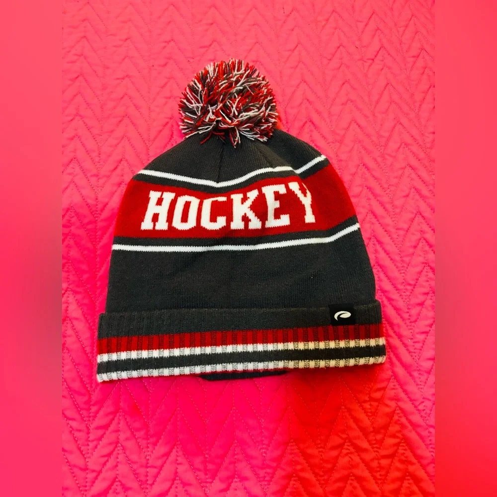 FALCONS Pom-Pom Beanie - Red, Black, and White